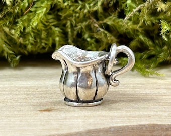 Creamer Charm, Pitcher Charm, Pitcher Pendant, Coffee Charm, Coffee Drinker Charm, Sterling Silver Charm, Tea Charm