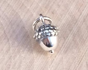 Acorn Charm, Acorn Pendant, Tiny Acorn Charm, Nature Charm, Natural Charm, Nature Pendant, Sterling Silver Charm, TINY, PS01106