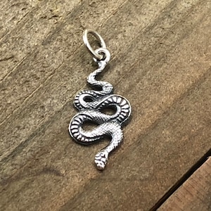 Snake Charm, Sterling Silver Small Textured Snake Charm, Snake Pendant, Sterling Silver Charm, Reptile Charm, Animal Lover, TINY CHARM