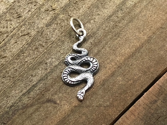 Snake Charm, Sterling Silver Small Textured Snake Charm, Snake Pendant, Sterling Silver Charm, Reptile Charm, Animal Lover, TINY CHARM