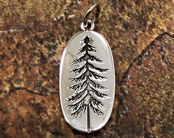 Sterling Silver 3D Evergreen Pine Tree Dangle Charm Bead For Bead Charm Bracelet 