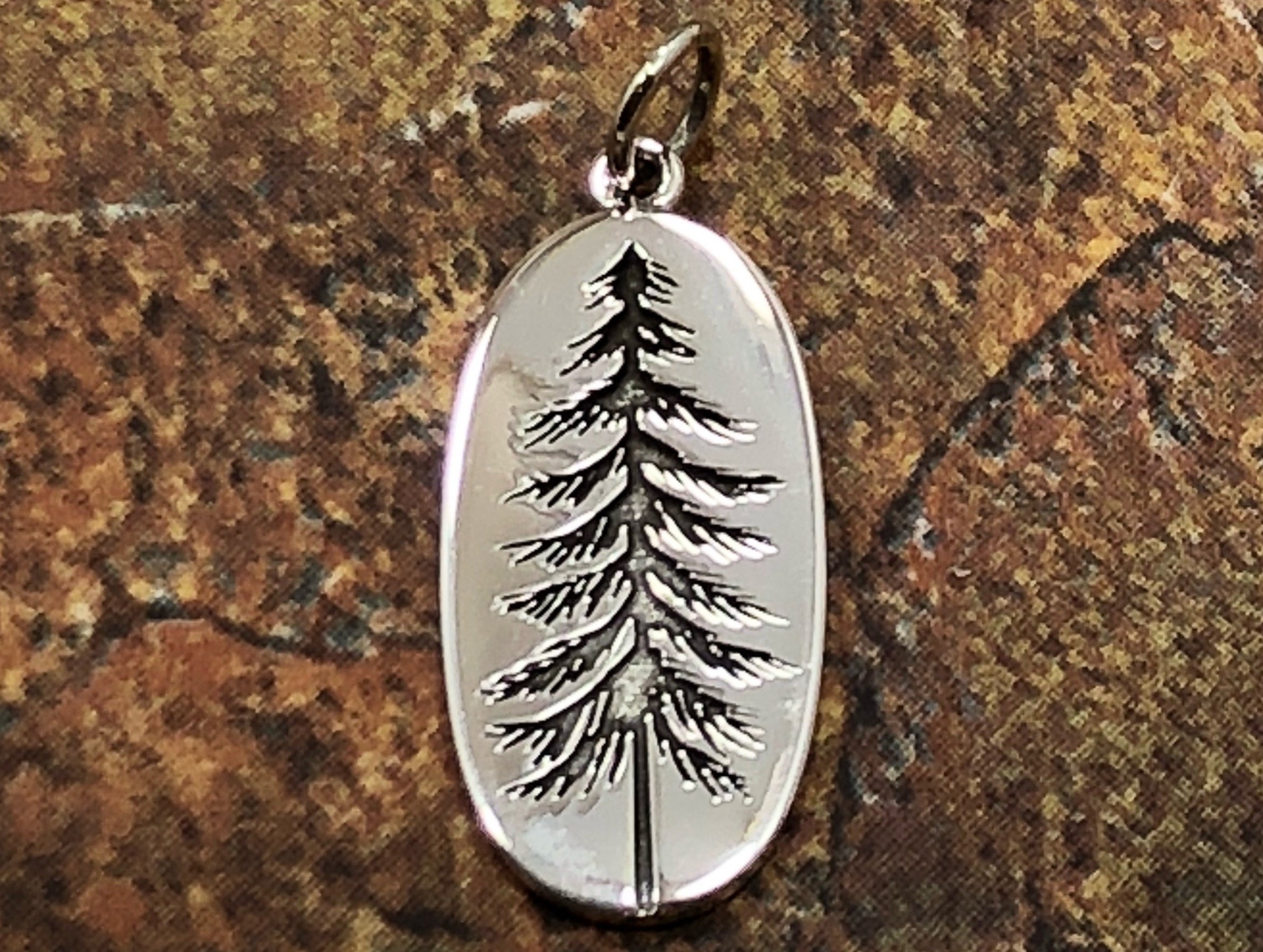 Silver Charm Pine Tree Charm Sterling Silver Charm Forest Etsy
