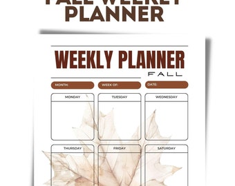 PLANIFICADOR SEMANAL DE OTOÑO PARA IMPRIMIR / Planificador de otoño / Vibraciones otoñales / Vibraciones otoñales / Hojas de otoño / Insertos de diario / Descarga instantánea / Archivo PDF