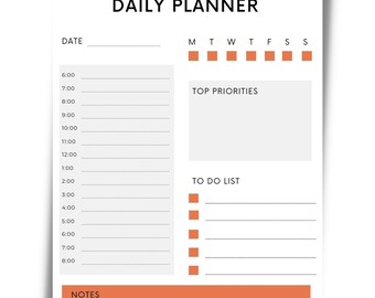 PRINTABLE DAILY PLANNER | Printable Productivity Day Planner for Work |  Diary Insert | Blank Template | Instant download Pdf | Organize