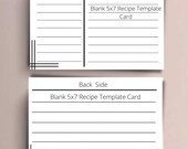 BLANK RECIPE CARDS | 7x5 Recipe Note Cards | Front | Back | Instant download | Printable  Recipe Template 7x5 | Pdf Letter size