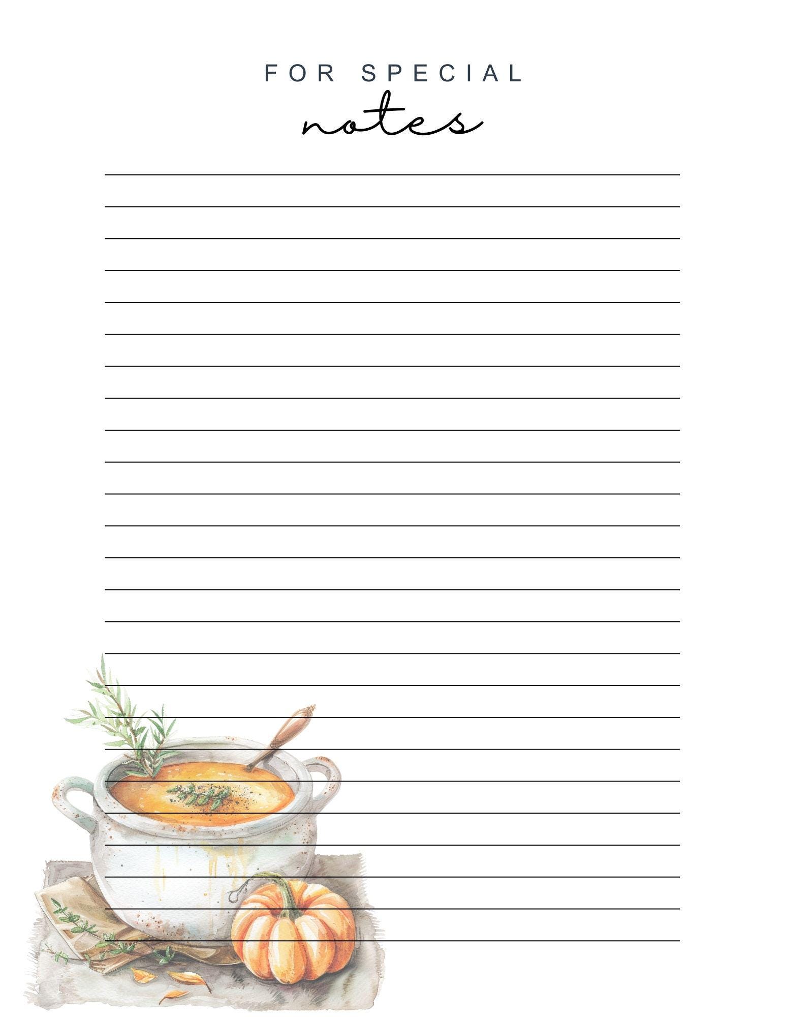 PRINTABLE FALL NOTES Page | Planner Insert | Pumpkin Soup | Fall ...