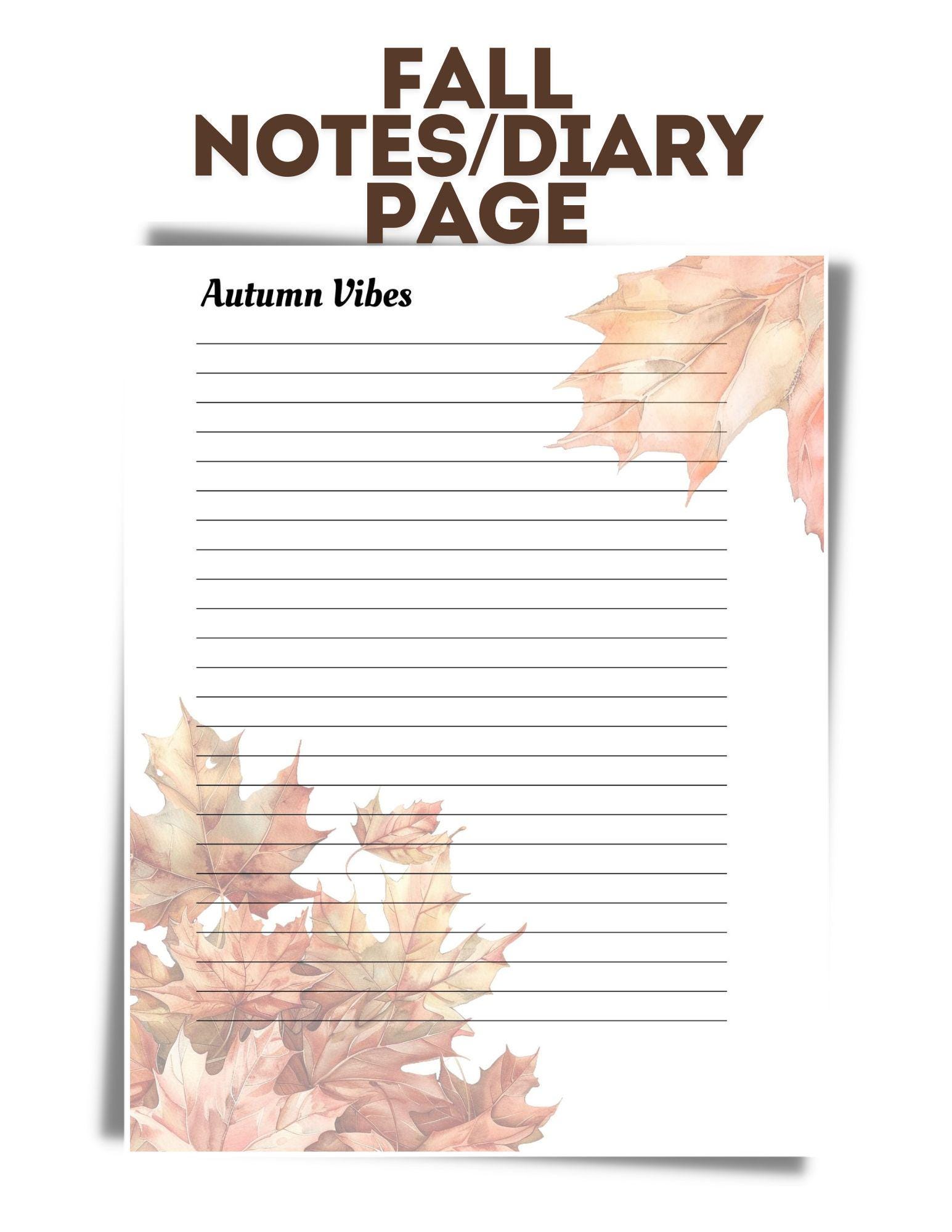 PRINTABLE FALL NOTES Page | Planner Insert | Fall | Fall Leaves ...