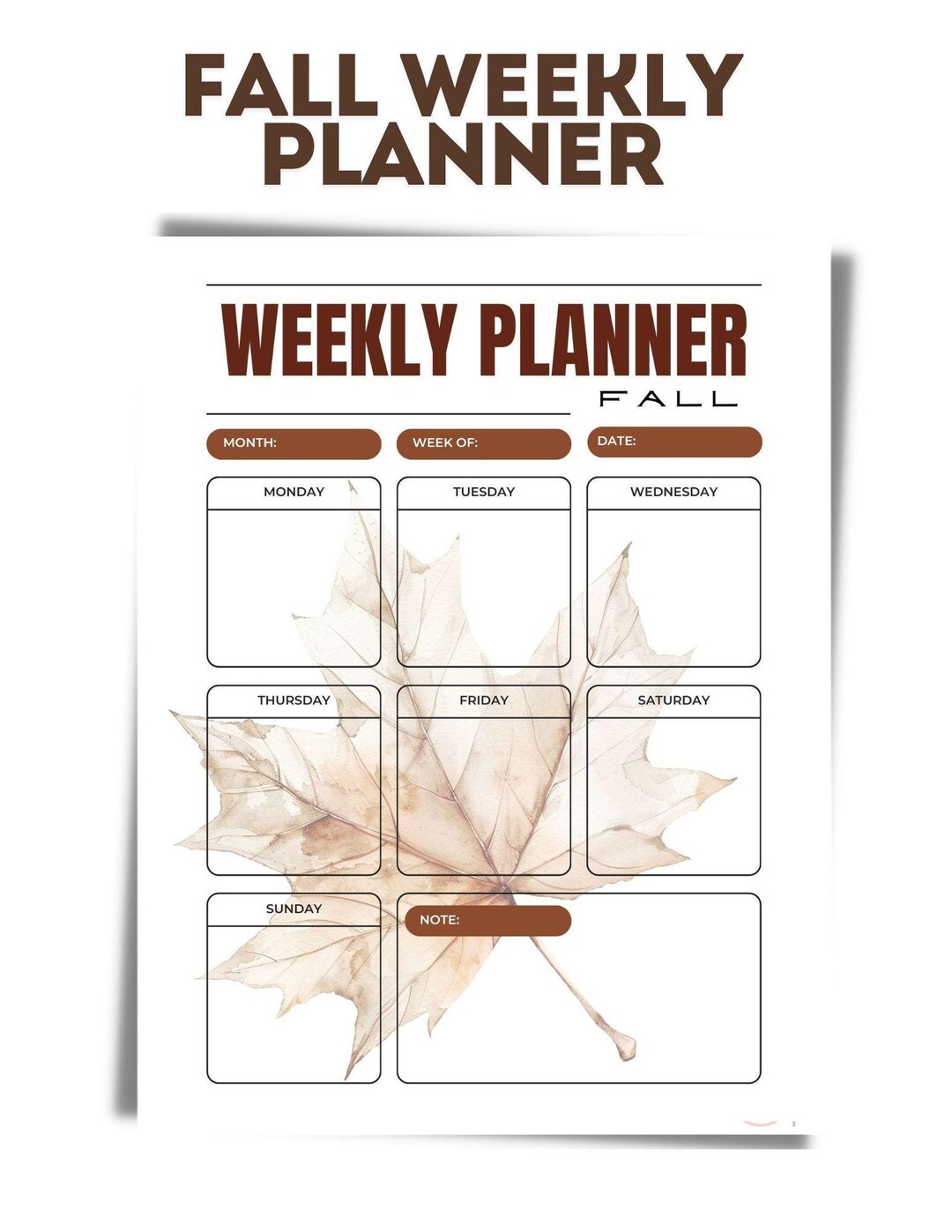 PRINTABLE FALL WEEKLY Planner | Autumn Planner | Fall Vibes | Autumn ...
