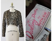 Vintage 1950s 50s pinup Leopard chenille crop bolero jacket coat NWT Darling Debs California S M US 6 8