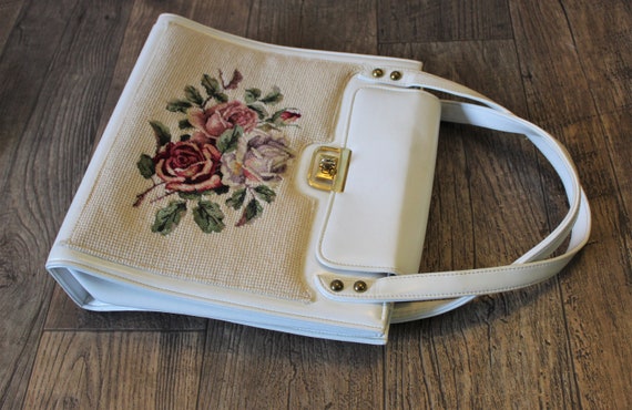 Vintage 1950's 60s LARGE LEATHER Kelly Bag Faye M… - image 4