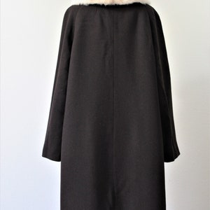 Vintage 50's 1960s SHAGMOOR Dark Chocolate Brown Wool Coat with Cream Real Mink Fur Collar // US 8 10 12 M L image 7