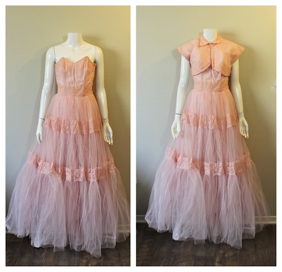 50s Prom Dress / Vintage 1950s Gorgeous Strapless… - image 1