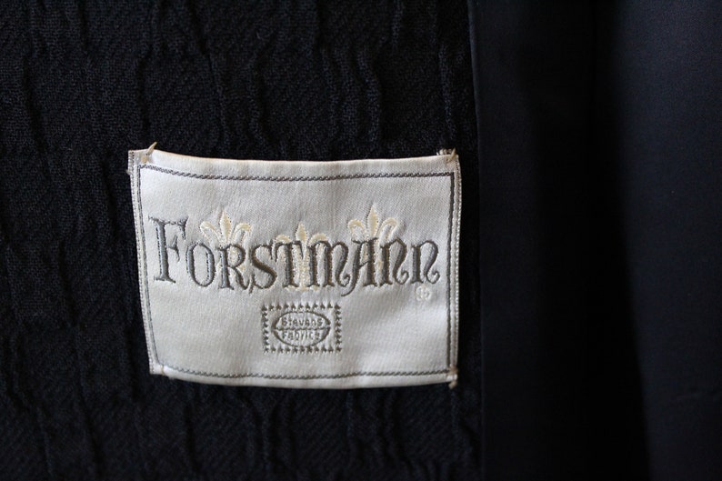1950s Coat / Vintage 50s Forstmann Double Breasted Black waffle weave Wool Coat warm // US 0 2 4 6 xs s image 5
