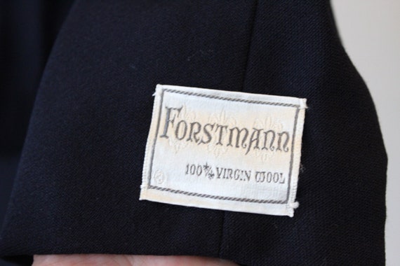 Vintage 50s NOS Forstmann Navy Blue Fancy Virgin … - image 4