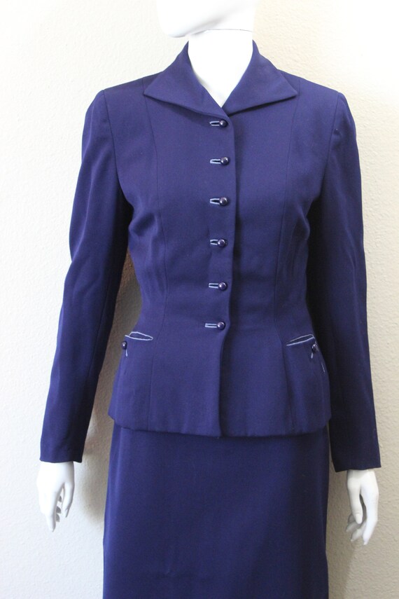 Vintage 40s 50s Julliard Swansdown Navy Blue Virg… - image 6