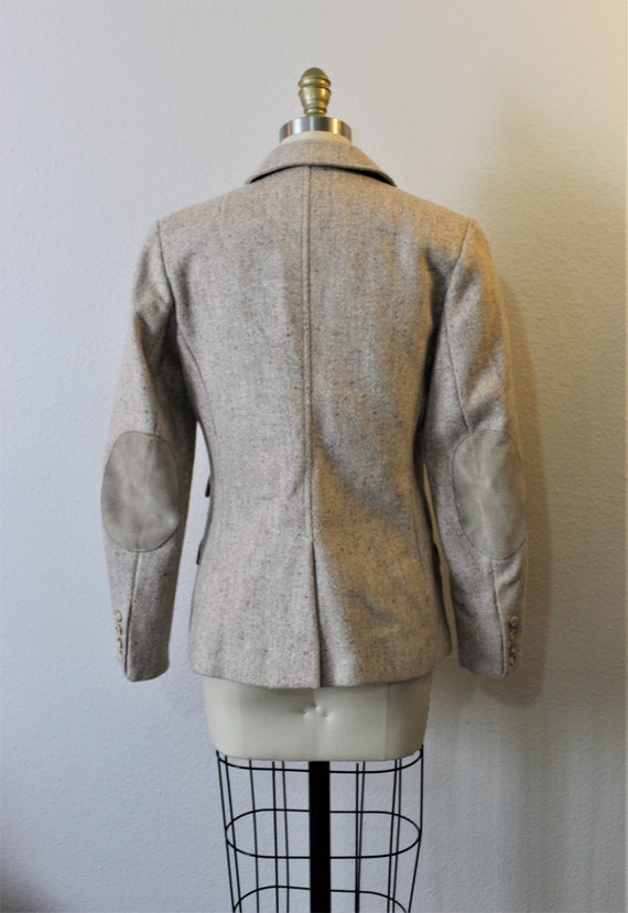 Vintage 70s 1980s Tan tweed blazer jacket with Le… - image 2