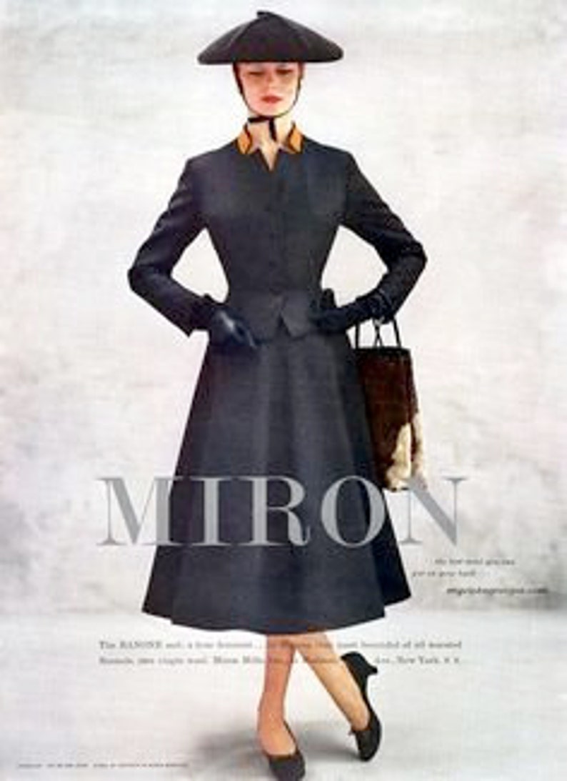 Vintage 40s 1950s Ranone Fancy Black Wool Coat Woven fibers Coat White Ermine Mink Collar Evening US 4 6 8 s m
