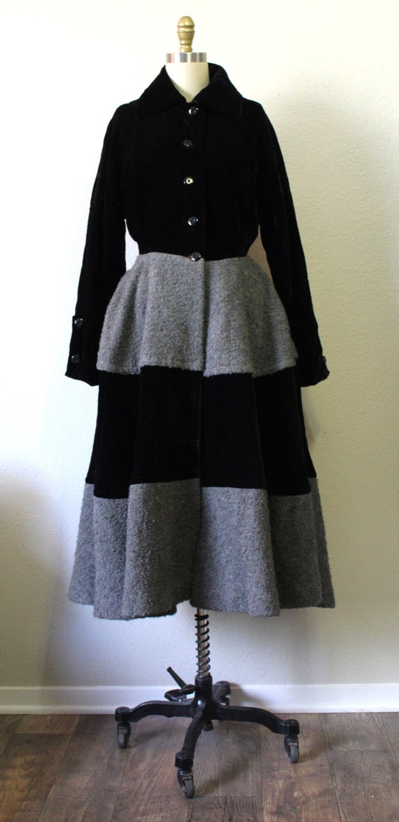Vintage 1950s Dove Grey Mohair Princess Coat