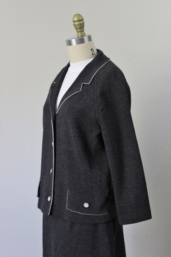 Vintage 1960s FABULOUS Italian Gray Wool Knit Sui… - image 6