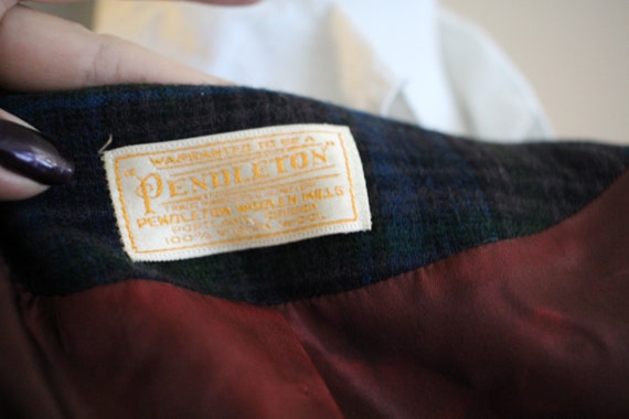 Vintage 1950s Blue Black Early PENDLETON Shadow B… - image 7
