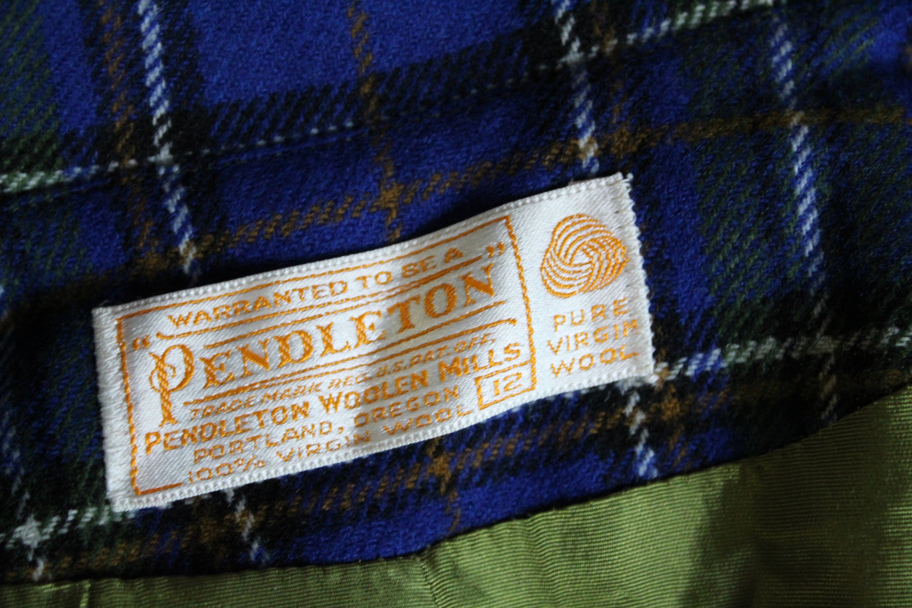 Vintage 1960s Deadstock Blue Green PENDLETON Plaid Jacket | Etsy