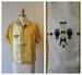 Vintage 1950s 60s NOS Mustard Gold Tiki god Ladies Bowling Shirt Rockabilly Top Blouse Swingster Nat Nast  |  Modern US 2 4 6 / XS Small 