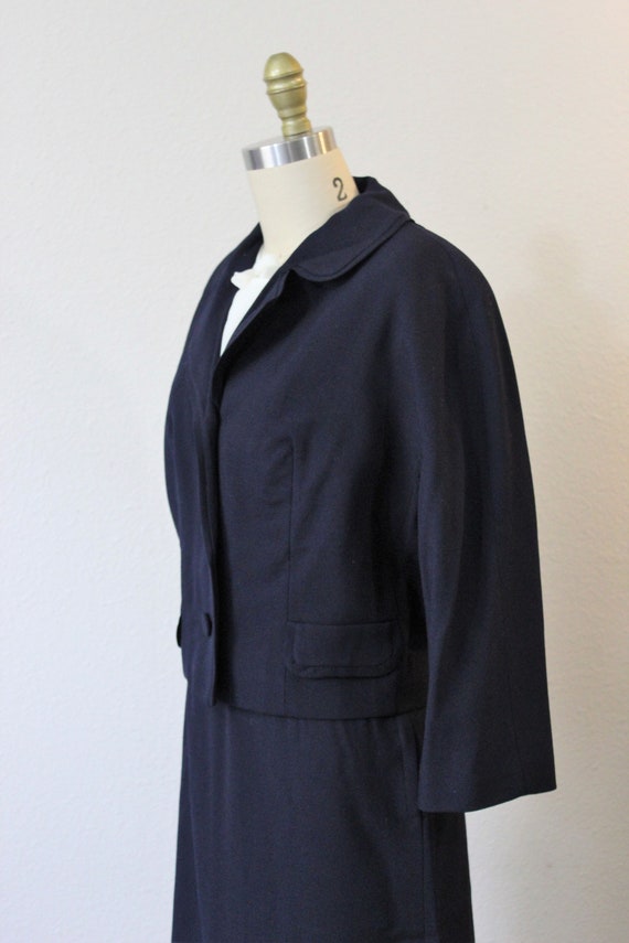 Vintage 50s NOS Forstmann Navy Blue Fancy Virgin … - image 9