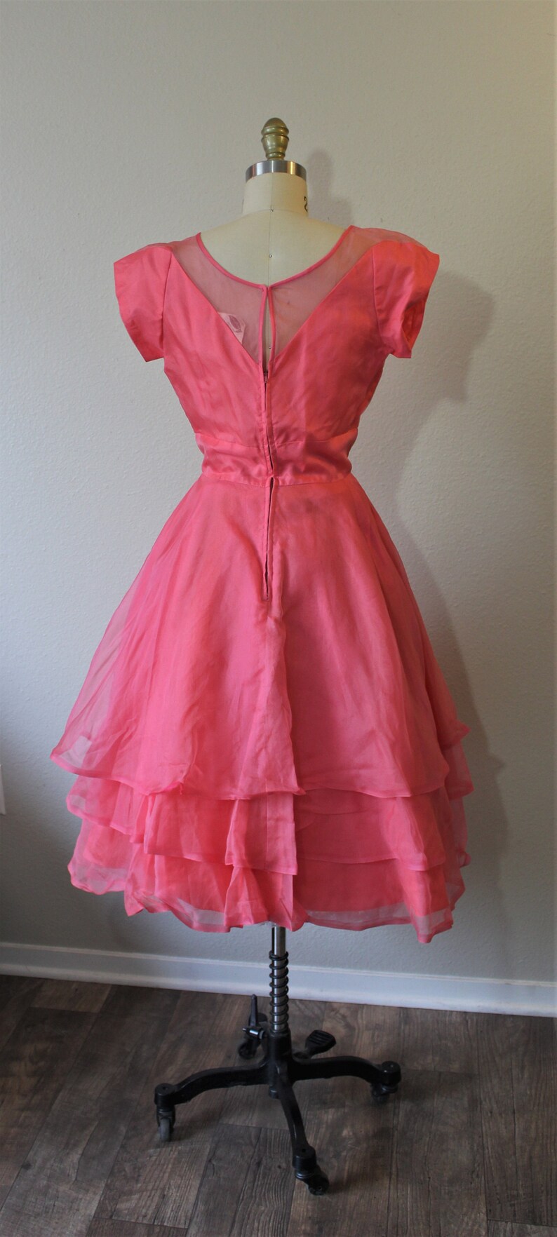 1950s Prom Dress KERRYBROOKE / Vintage 50s NOS Pink SILK Organza Party Prom Dress Event // Modern Size 2 4 xs Small image 8