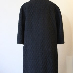 1950s Coat / Vintage 50s Forstmann Double Breasted Black waffle weave Wool Coat warm // US 0 2 4 6 xs s image 9