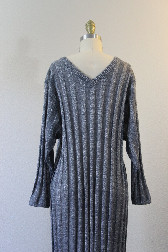 1970s LUCIE ANN Sweater Dress Silver Lame metalli… - image 9