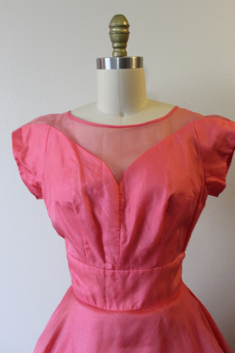 1950s Prom Dress KERRYBROOKE / Vintage 50s NOS Pink SILK Organza Party Prom Dress Event // Modern Size 2 4 xs Small image 4