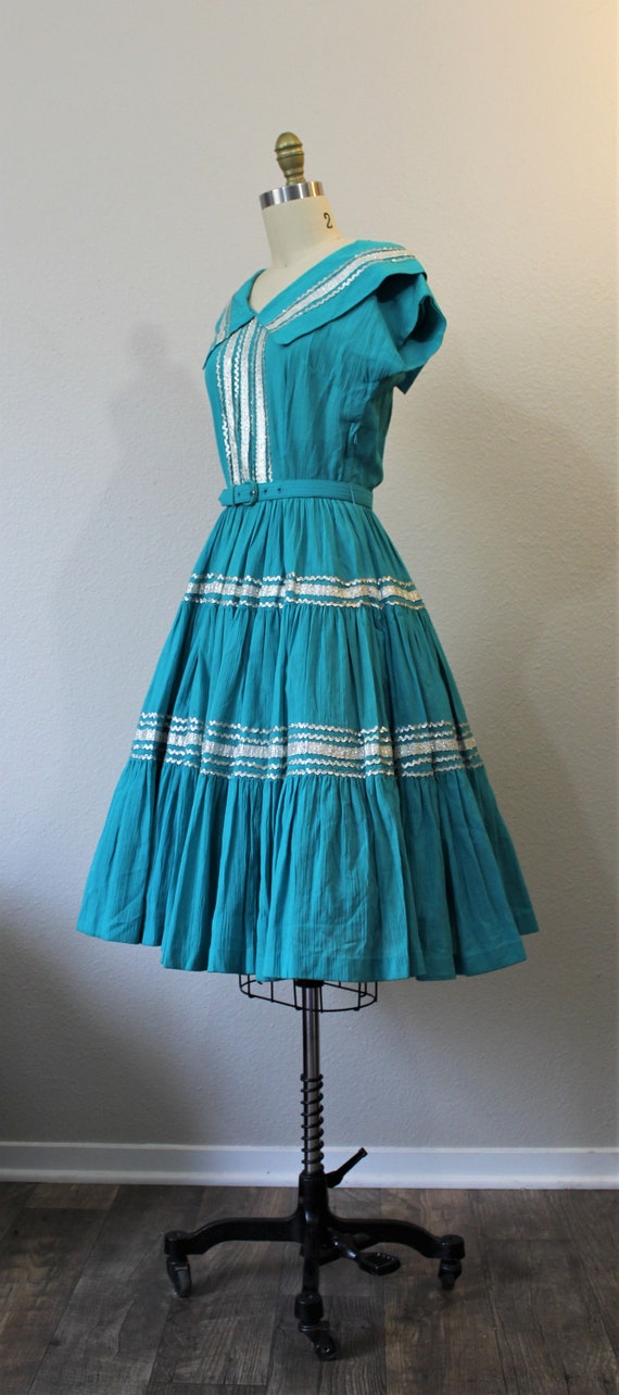 Vintag 1940s 50s Miss Virginia Frocks Turquoise S… - image 7