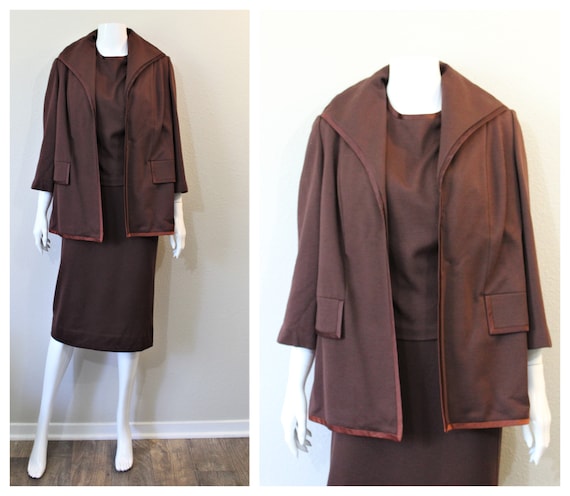 1950s 60s LILLI ANN California Brown Wool Knit 3 … - image 1