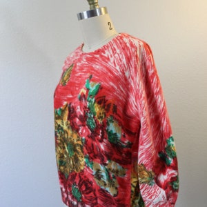 Vintage Darlene Minklam Angelon red floral Abstract Sweater cardigan angora lambswool // Modern Size US 6 8 Small Med image 6
