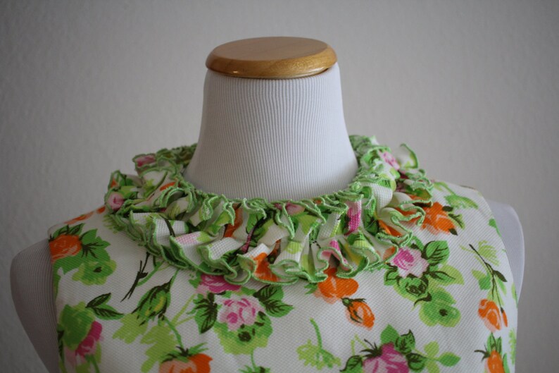 Vintage 60/'s Spring Ruffled Rose Floral Sheath Designer Dress BULLOCKS Wilshire Blvd California Jackie O/' Picnic Wedding
