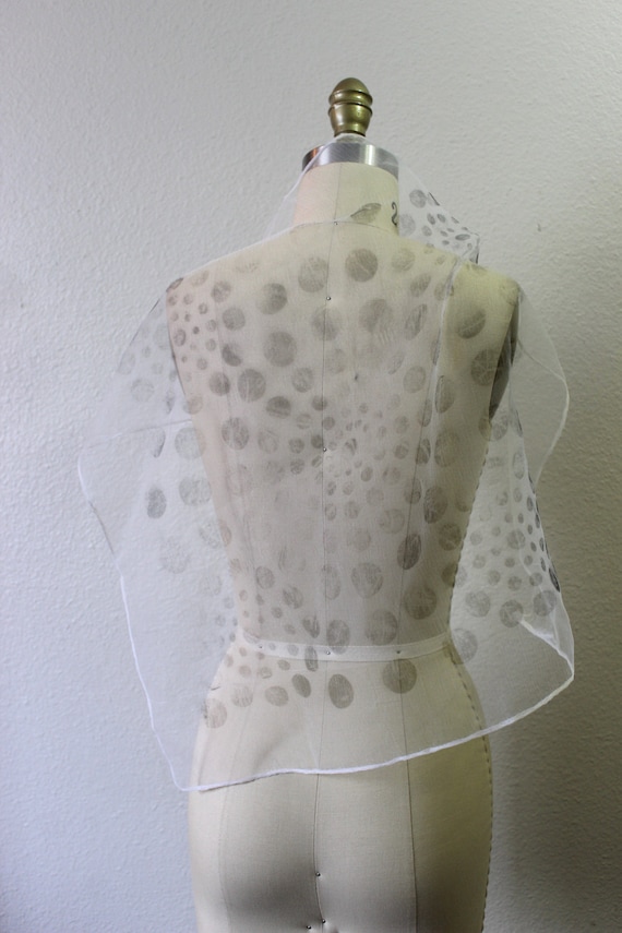 Vintage 50s 60s Black White Polka Dot Print chiffo