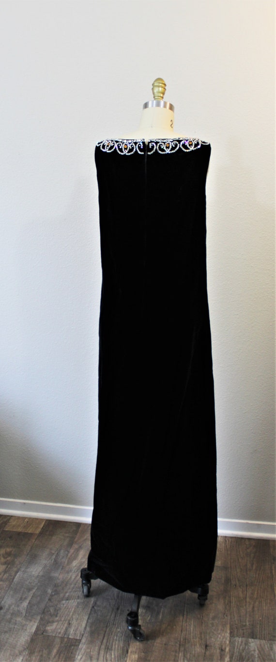 Vintage 60's I Magnin Red Carpet Black Velvet Rhi… - image 8