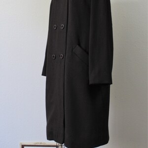 Vintage 50's 1960s SHAGMOOR Dark Chocolate Brown Wool Coat with Cream Real Mink Fur Collar // US 8 10 12 M L image 5