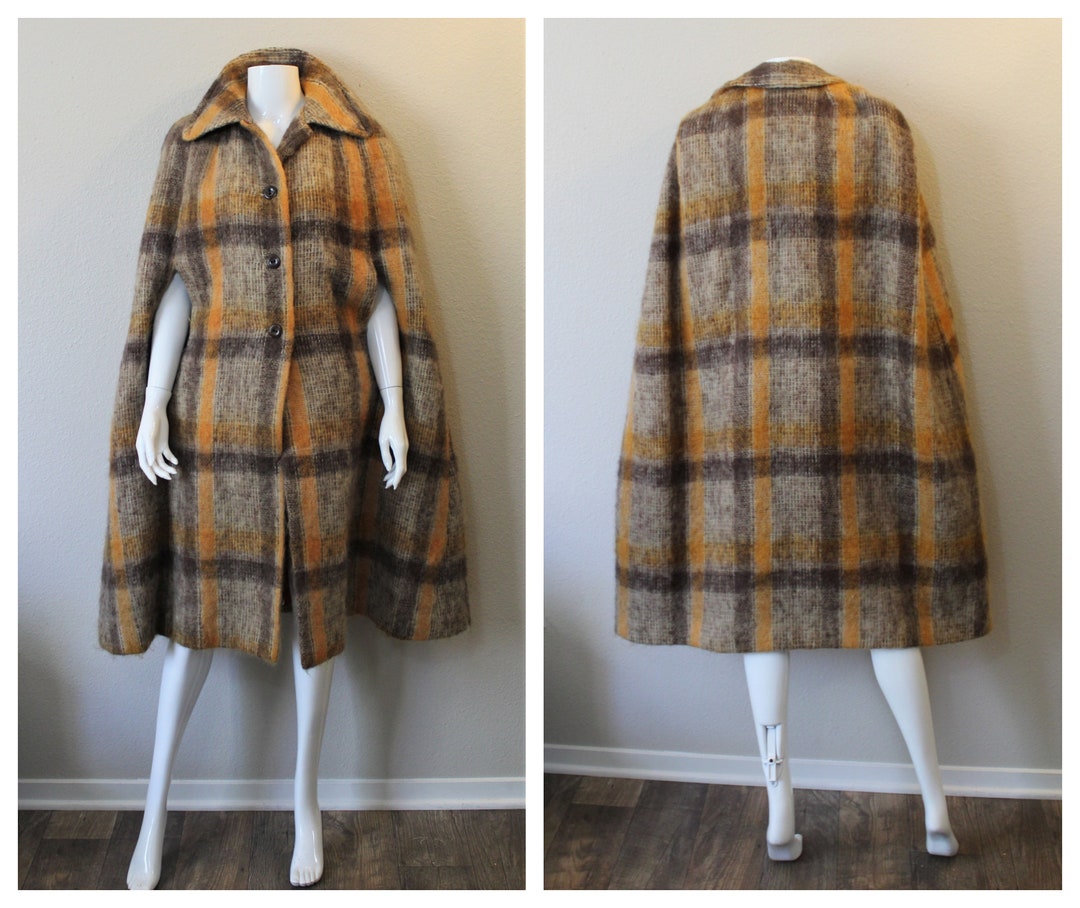 Vintage Donegal Design Ireland Mohair Plaid Cape Coat Etsy