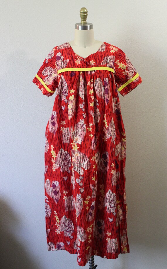 Vintage 50s 60s Ui-Maikai Hawaiian  Muu Muu Brick… - image 4