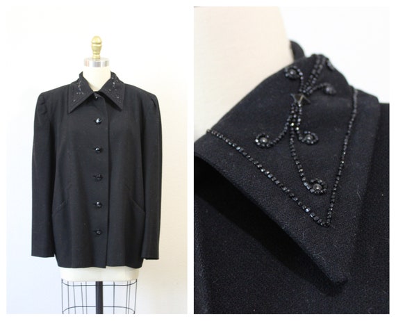 Vintage 1940s 40's Fancy Black I. Magnin Californ… - image 1