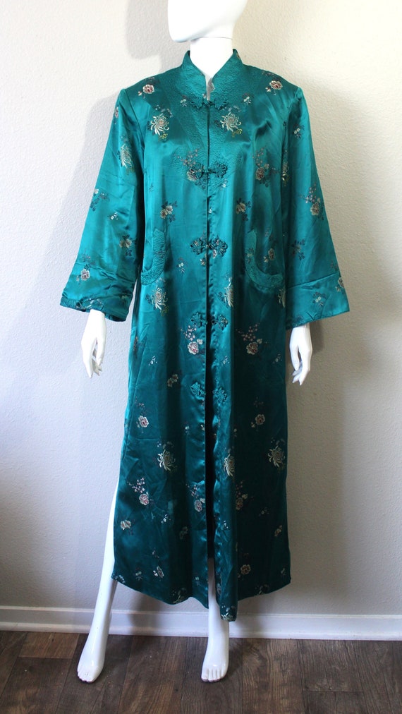 Vintage 40s 1950's Emerald Silk Hollywood Glamour… - image 2