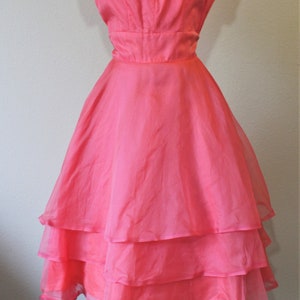 1950s Prom Dress KERRYBROOKE / Vintage 50s NOS Pink SILK Organza Party Prom Dress Event // Modern Size 2 4 xs Small image 3