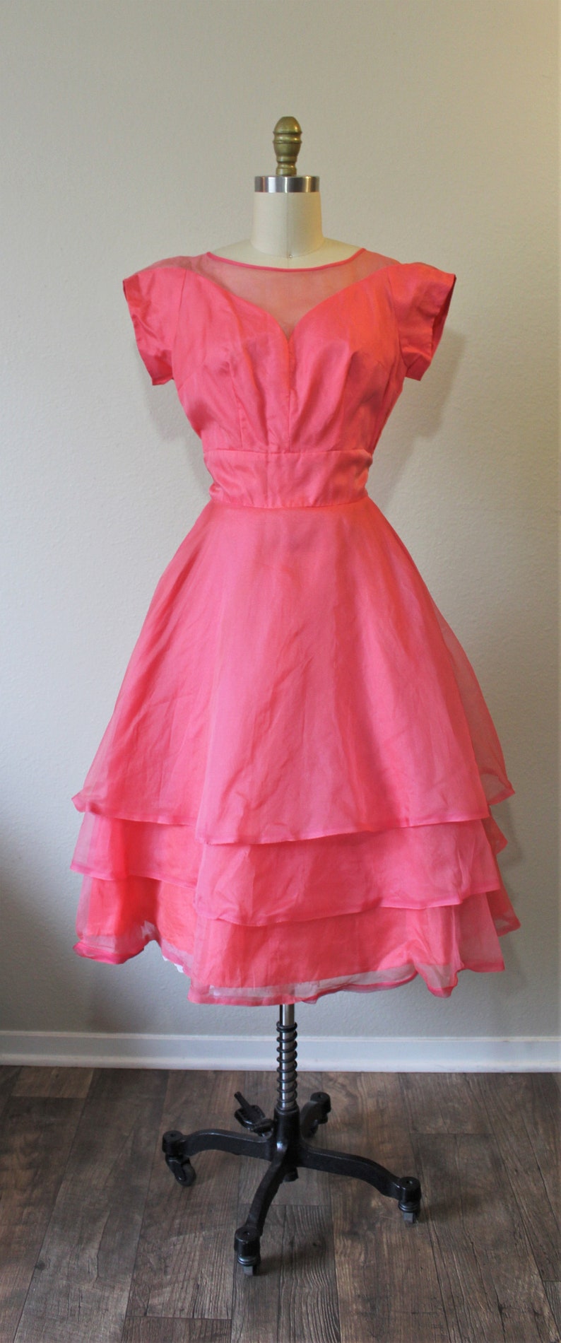 1950s Prom Dress KERRYBROOKE / Vintage 50s NOS Pink SILK Organza Party Prom Dress Event // Modern Size 2 4 xs Small image 3