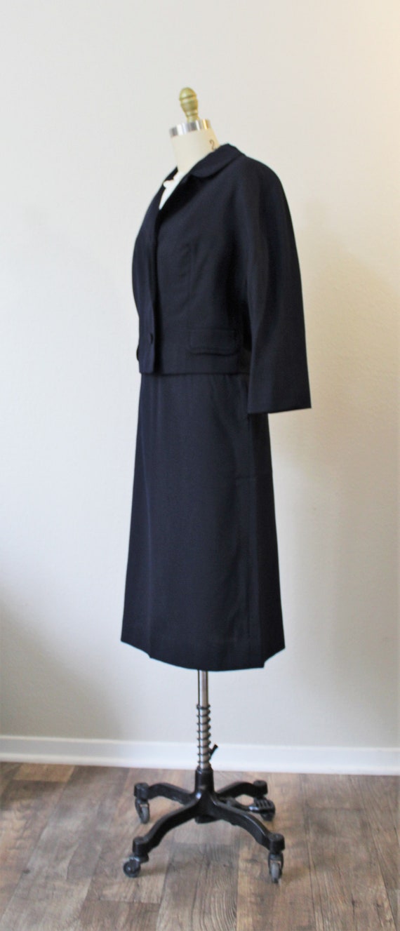 Vintage 50s NOS Forstmann Navy Blue Fancy Virgin … - image 8