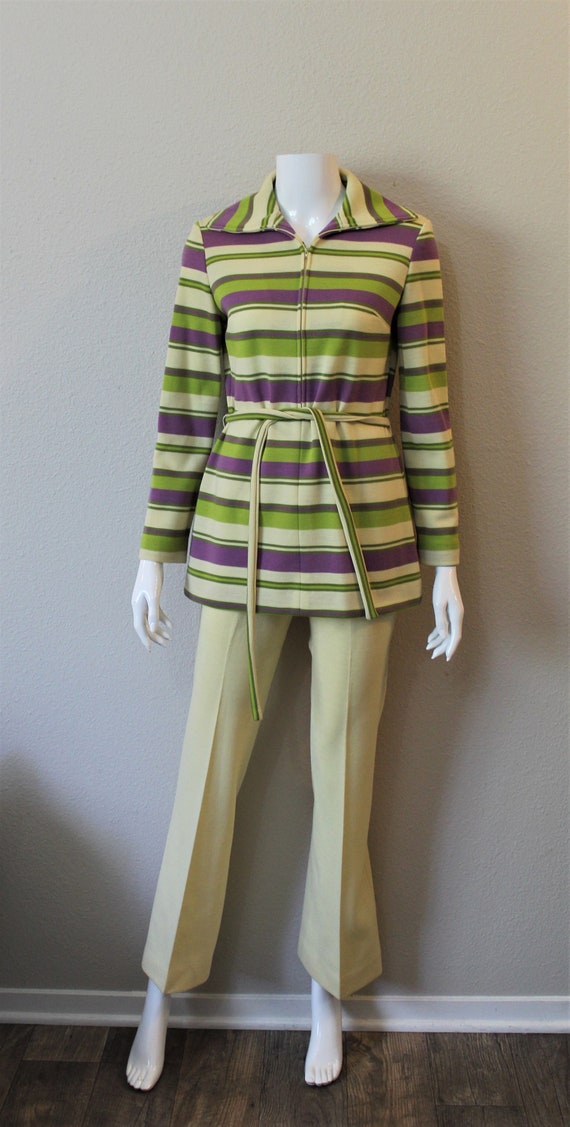 Vintage 1960s MCM 70s Mod Two Piece knit Pants be… - image 2