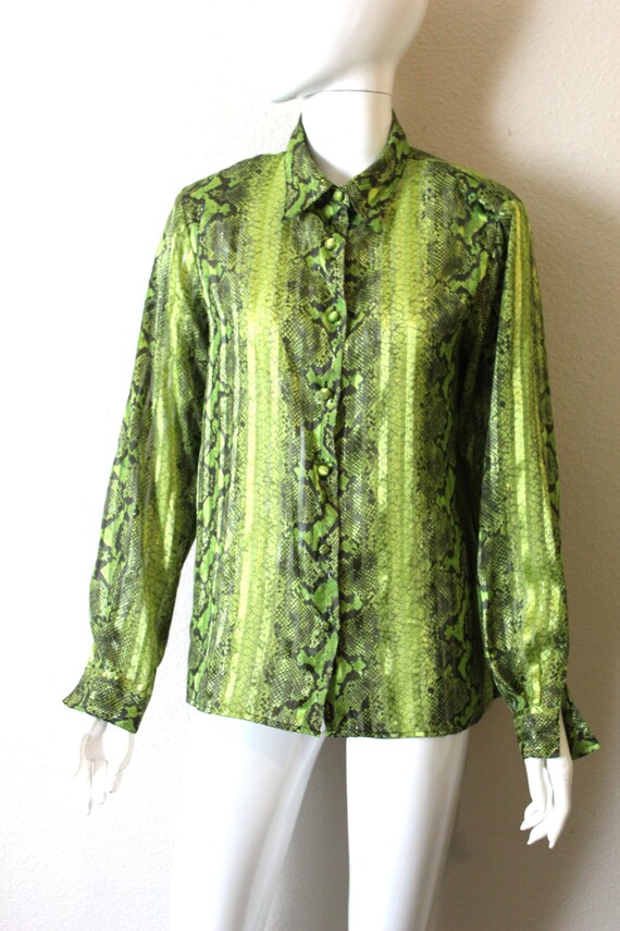 vintage python sheer shirt blouse