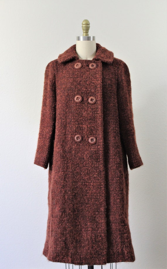 1960's I. MAGNIN Coat Copper MOHAIR Rust Wool Dou… - image 2