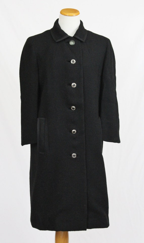 Vintage 1940's 50's Gorgeous Black Wool Straight … - image 2