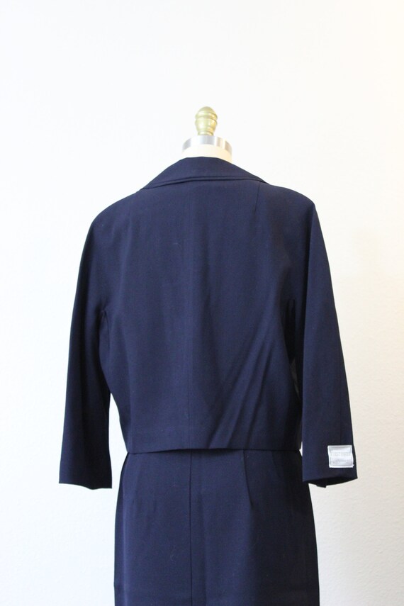 Vintage 50s NOS Forstmann Navy Blue Fancy Virgin … - image 10